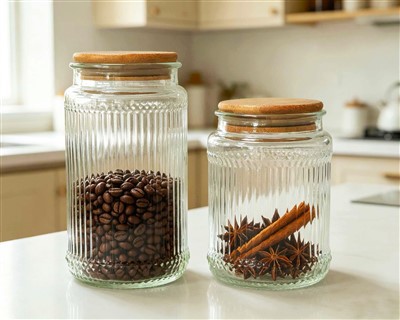 Pot en verre avec couvercle